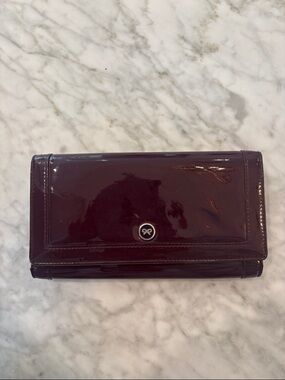 Anya Hindmarch Patent Leather Fold Wallet - Deep Burgundy